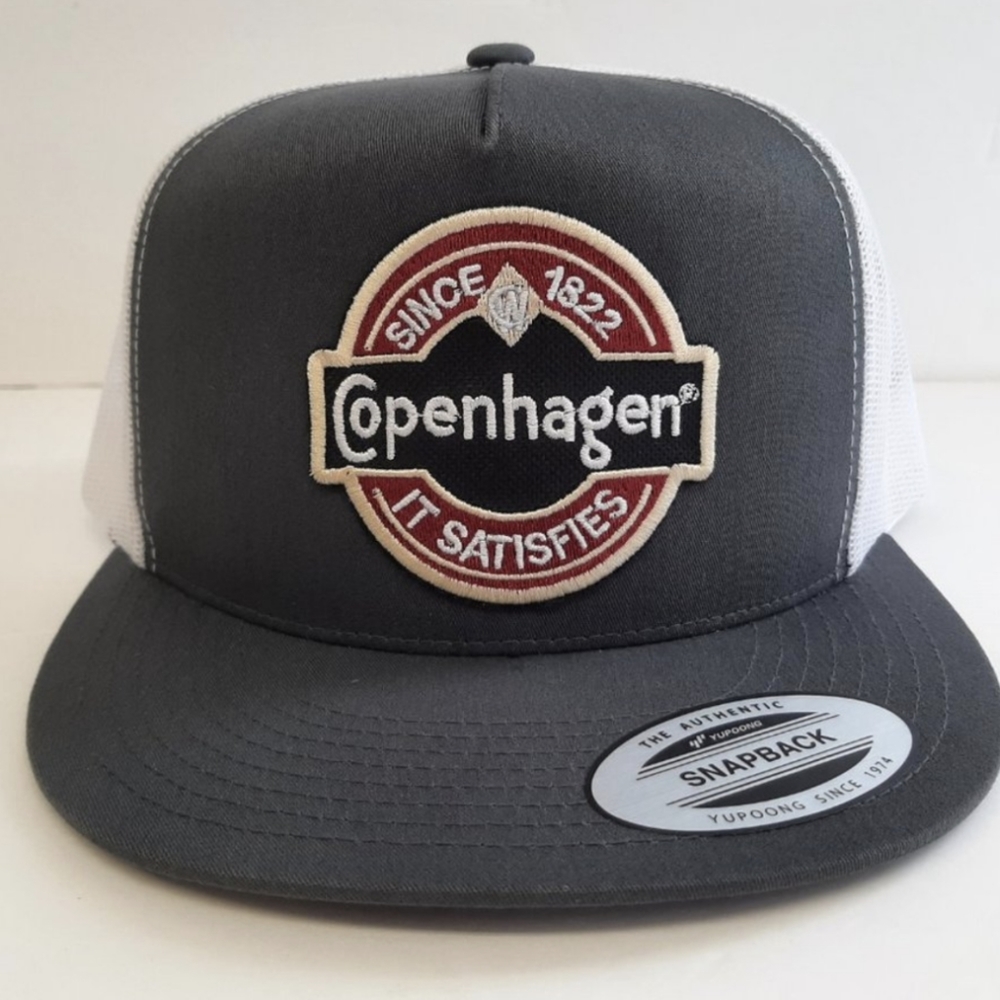 Copenhagen Grey White Yupoong Flat Bill Snuff Dip Chew Chaw American Classic Fas - Picture 5 of 5